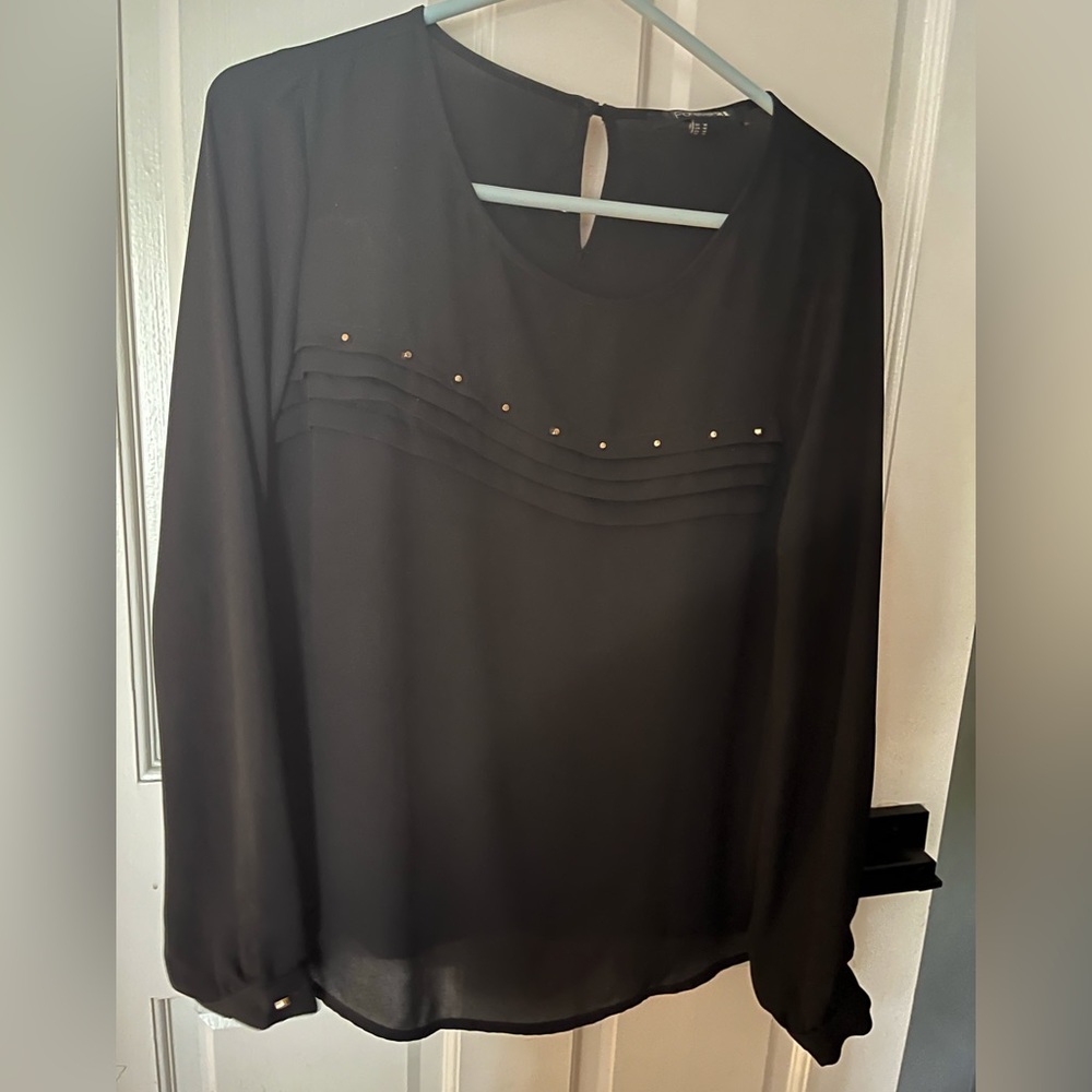 Black blouse gold detail